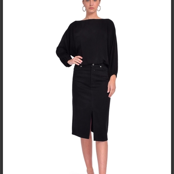 ba&sh Black Jude Denim  Skirt, Midi - Picture 2 of 13